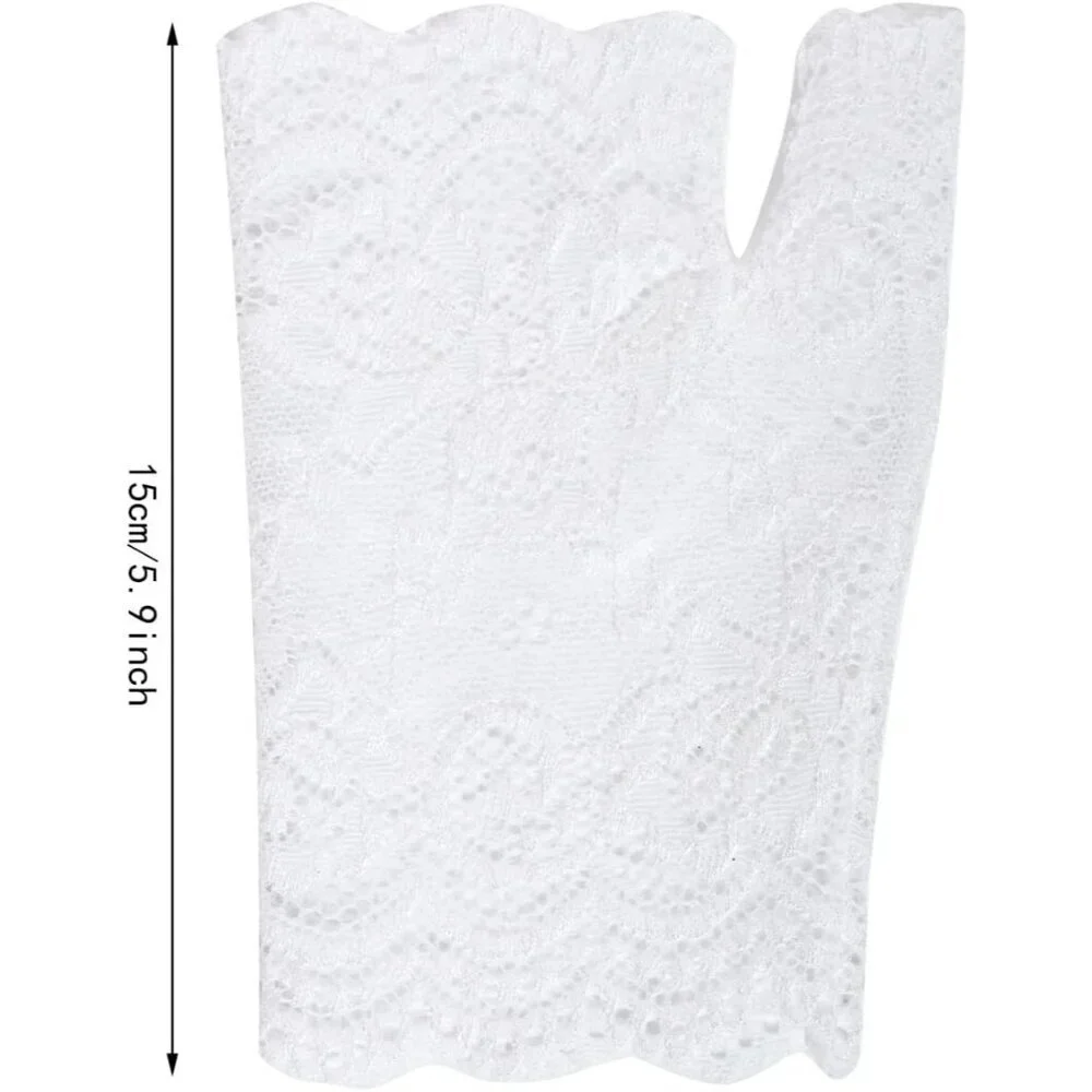 Women's 2 Pairs White Lace Fingerless Gloves Party Prom Costume Accessories